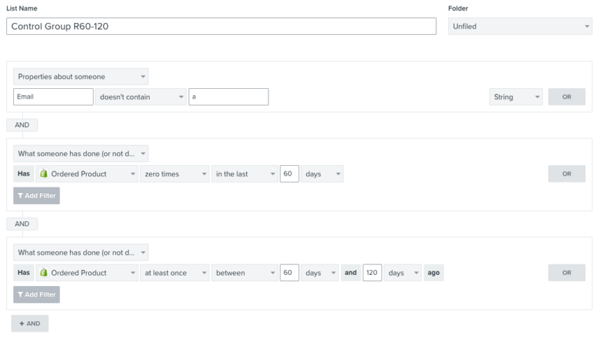 Control groups in Klaviyo