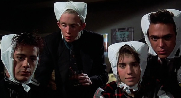 weird science bras on head anthony michael hall robert downey jr review 1